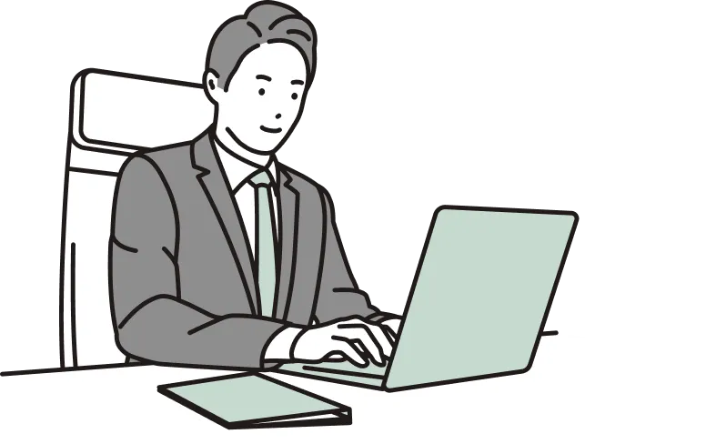 パソコンを触る男性
